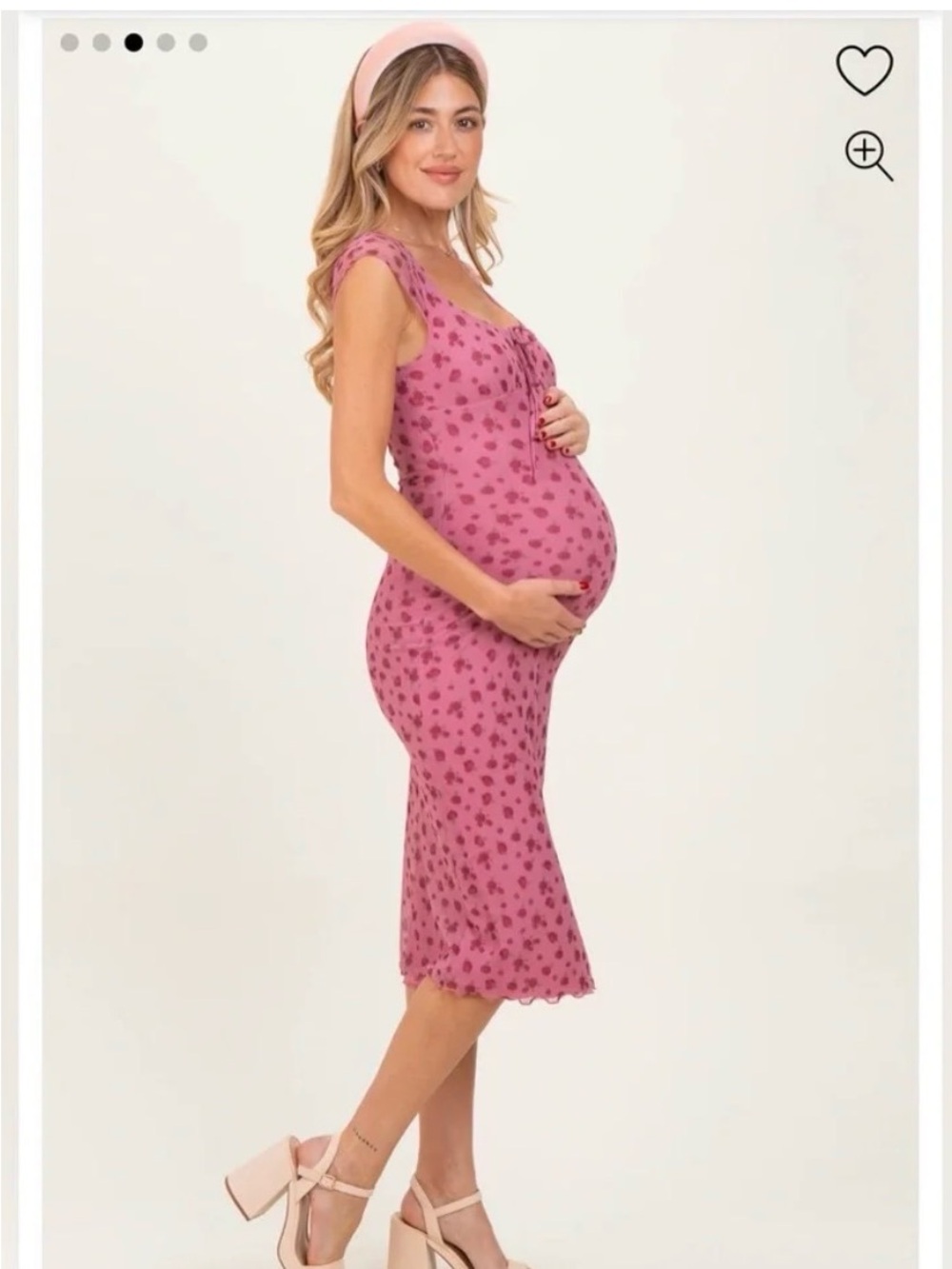 Pinkblush Mauve Pink Floral Maternity Midi Dress